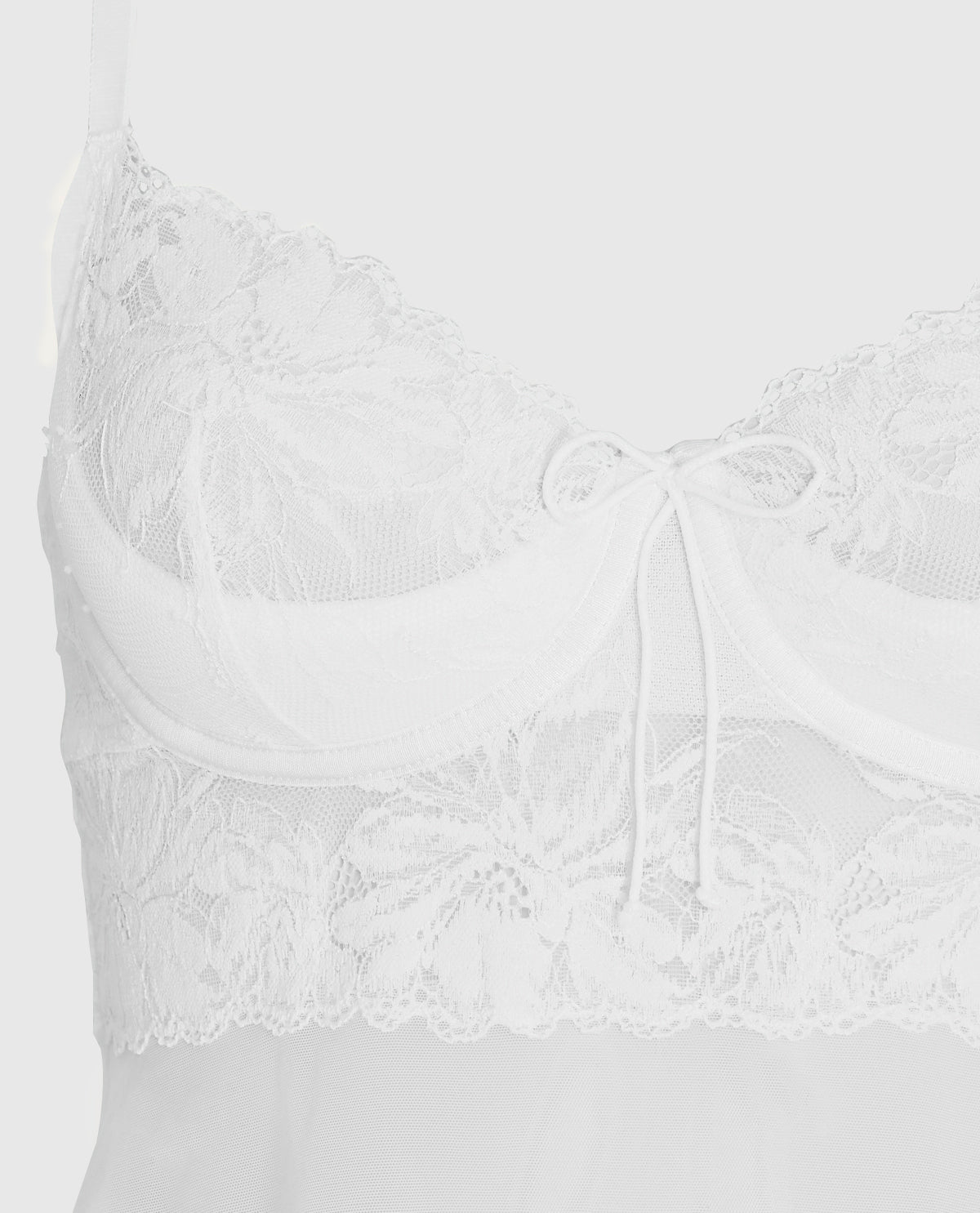 Unlined Balconette Babydoll with a Bow in Ivory