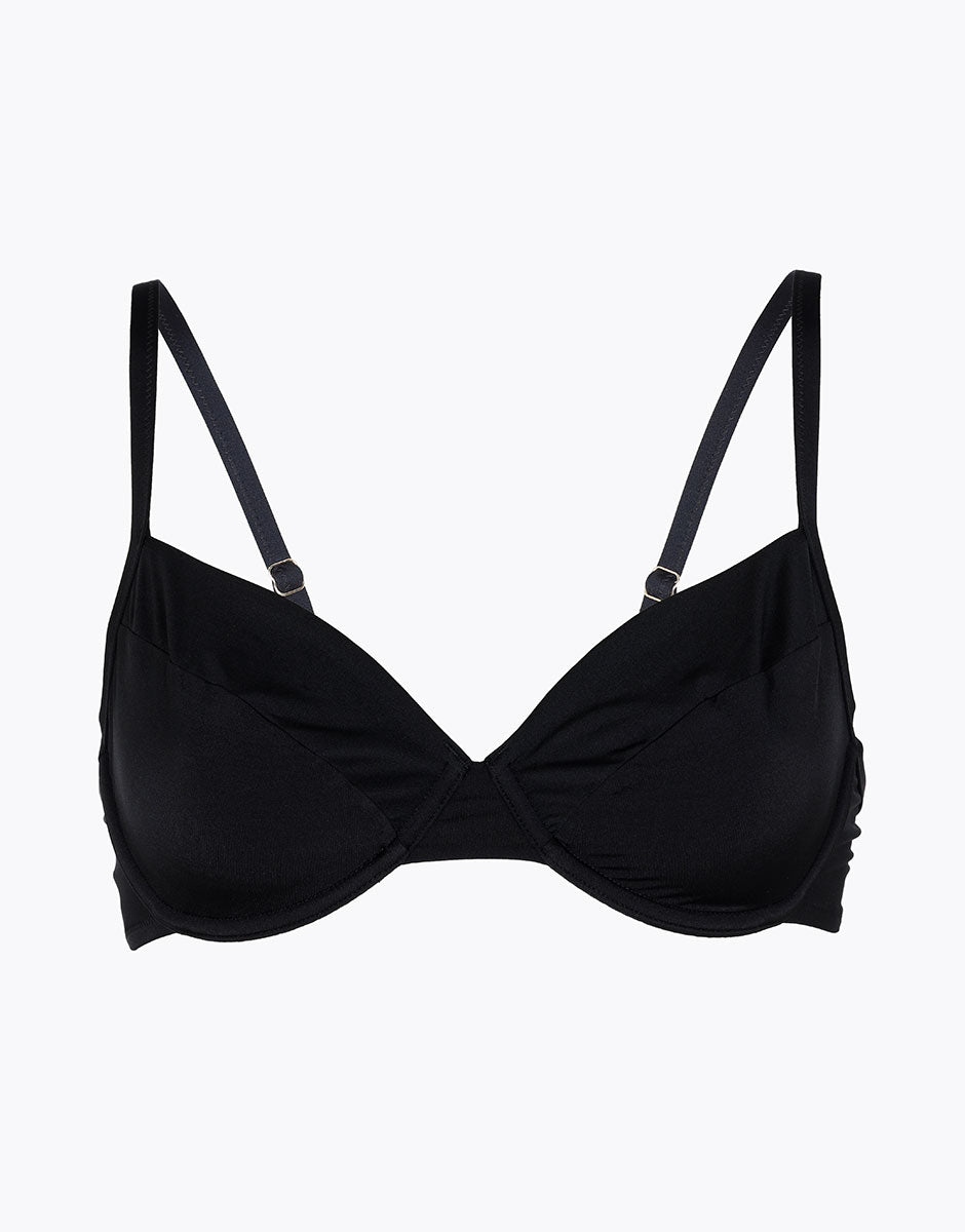 Lightly Lined Bikini Top in Tuxedo Black