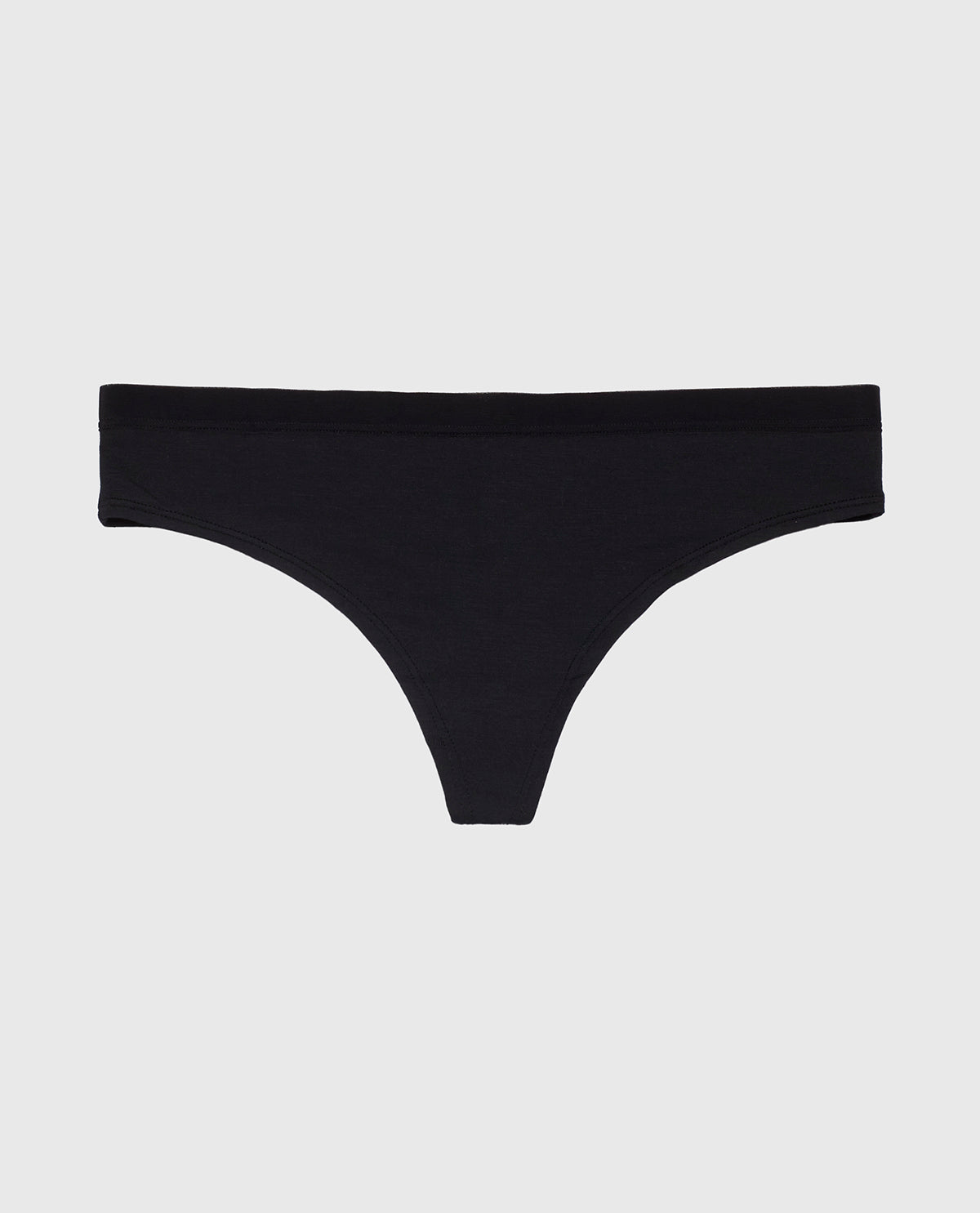 Thong Panty with Vanishing Trim in Tuxedo Black