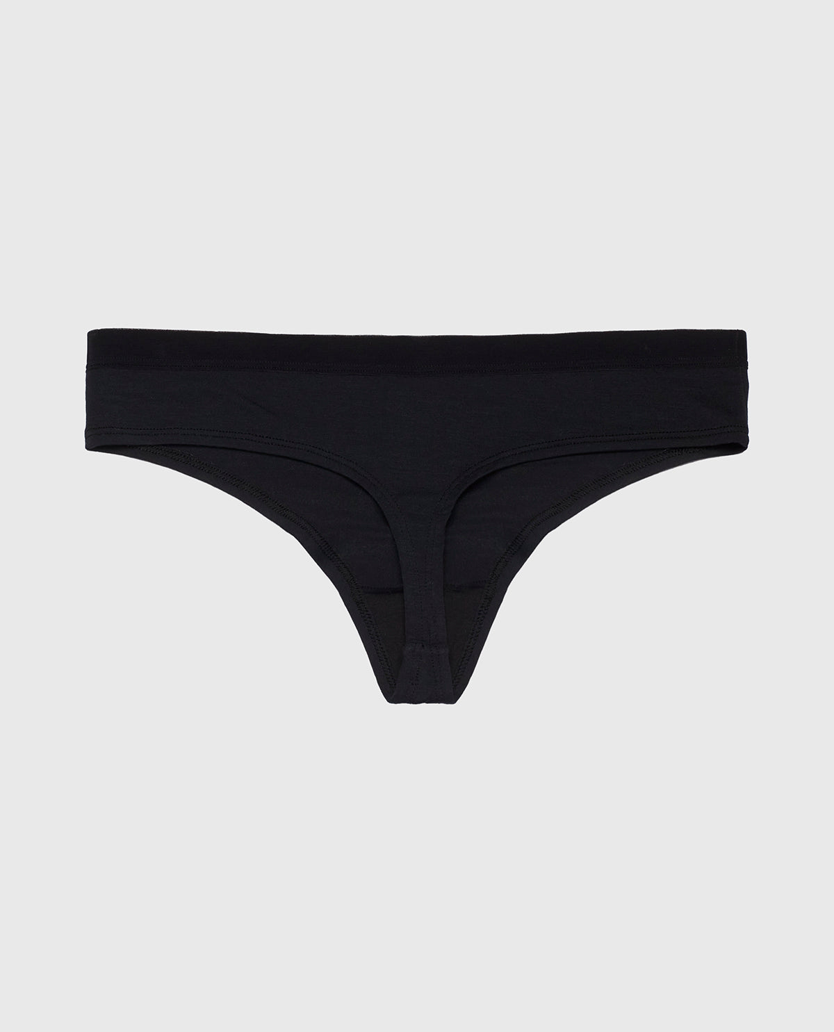 Thong Panty with Vanishing Trim in Tuxedo Black