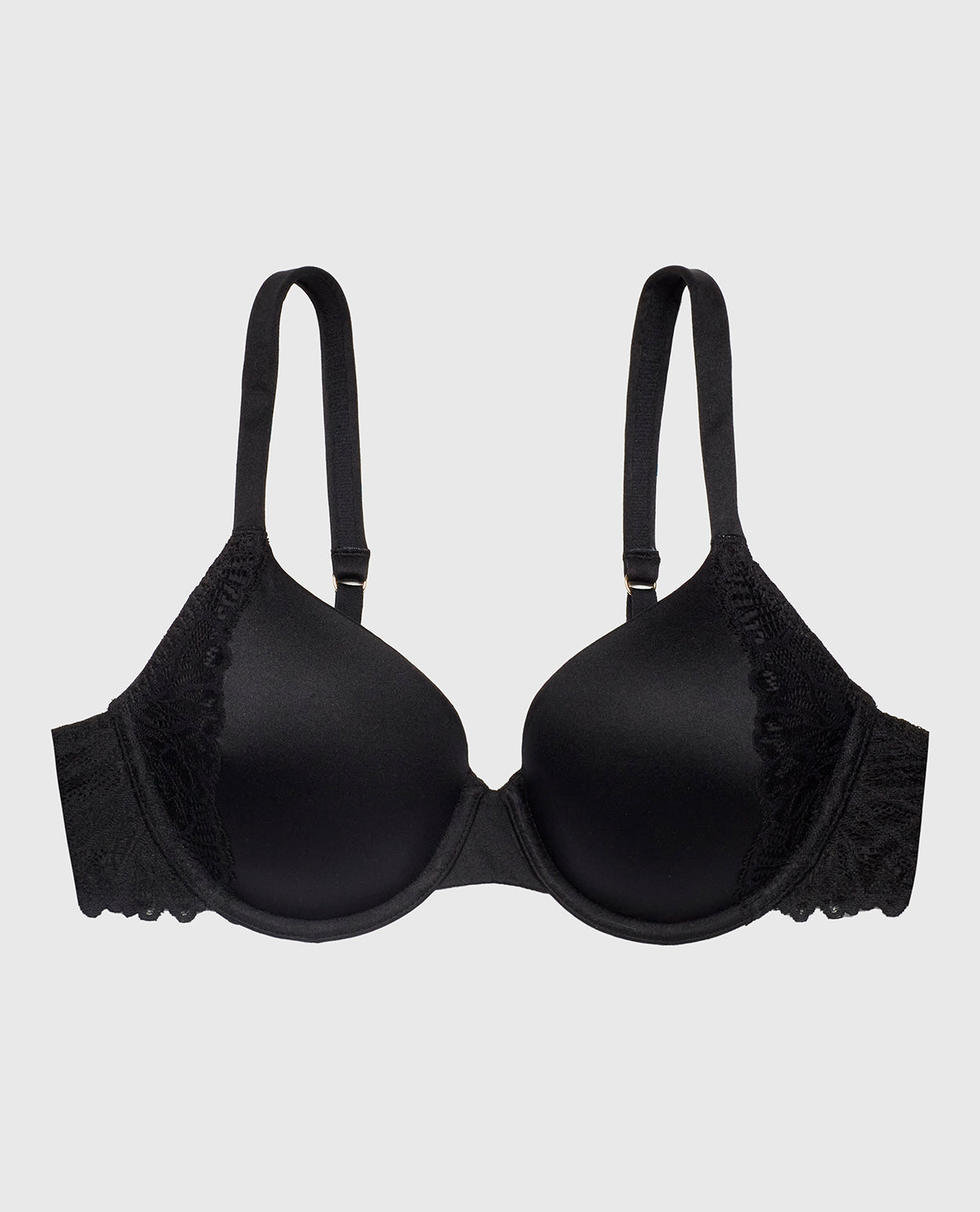 Lightly Lined Full Coverage Bra with Lace in Tuxedo Black