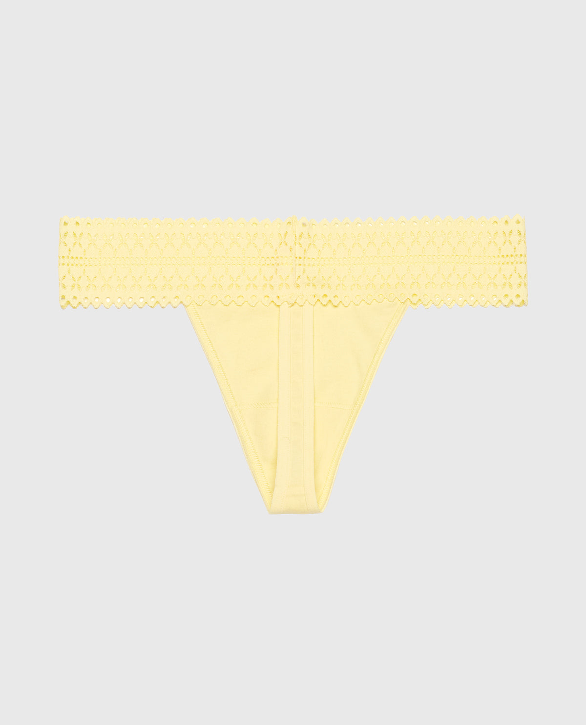 Thong Panty with Lace Trim in Mellow Yellow