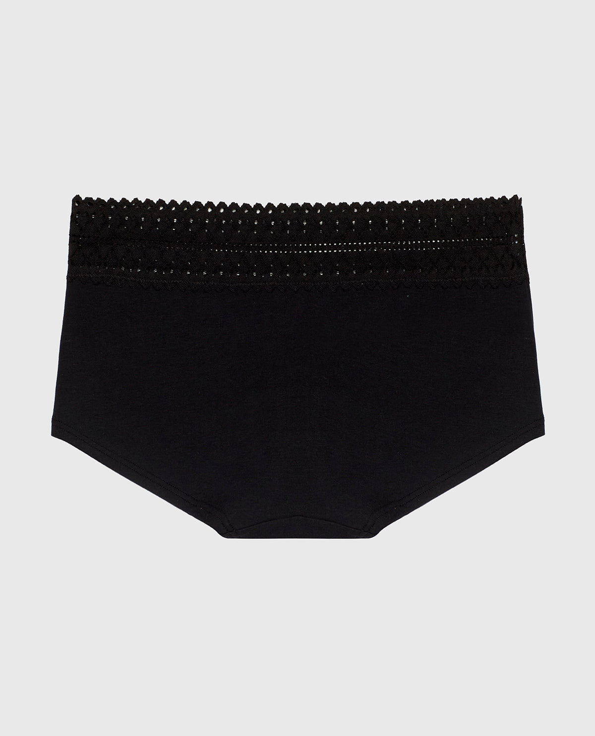 Boyshort Panty with Lace Trim in Tuxedo Black