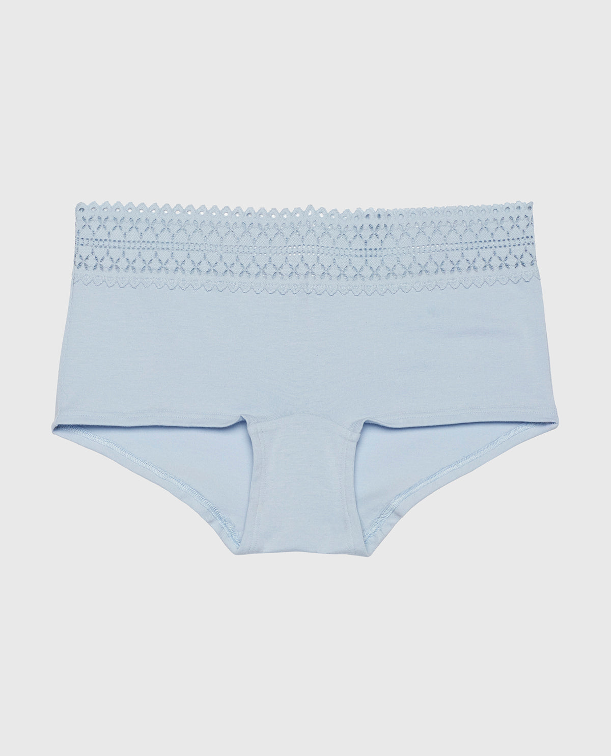 Boyshort Panty with Lace Trim in Subdued Blue
