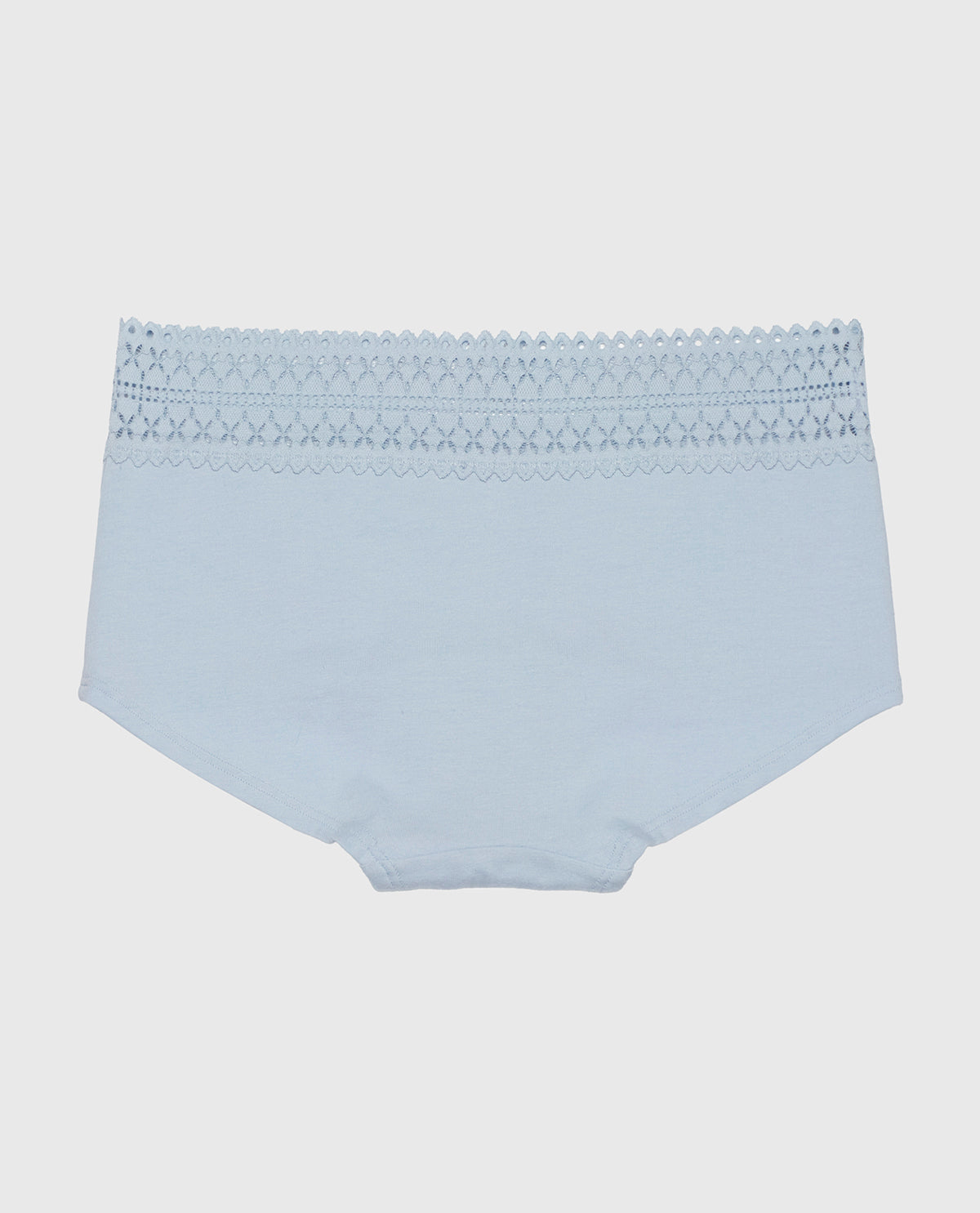 Boyshort Panty with Lace Trim in Subdued Blue