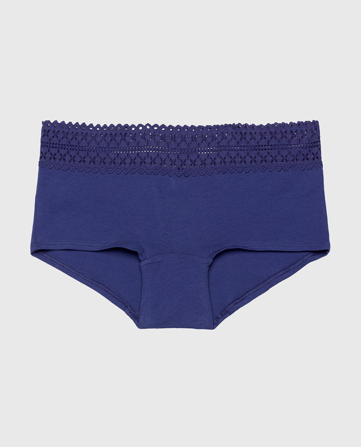 Boyshort Panty with Lace Trim in Dusk Blue