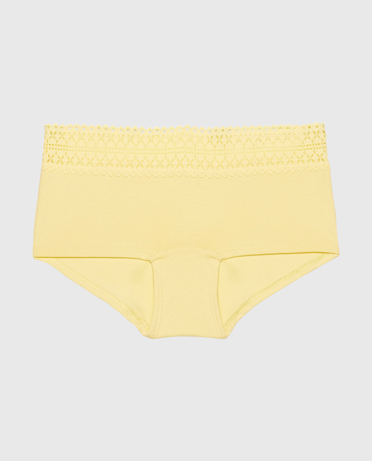 Boyshort Panty with Lace Trim in Mellow Yellow