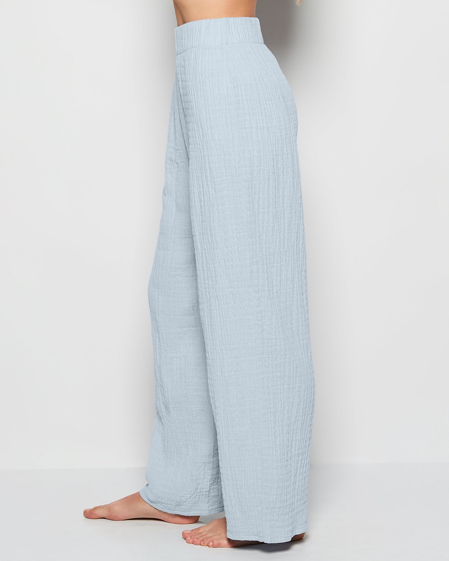Textured Pajama Pants in Subdued Blue