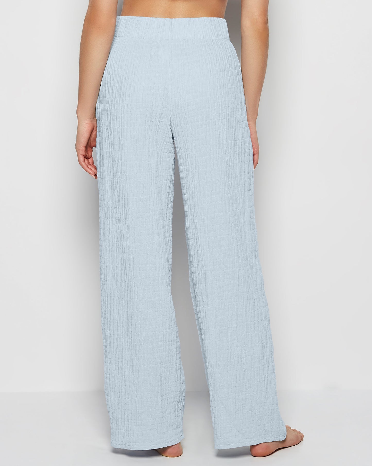 Textured Pajama Pants in Subdued Blue