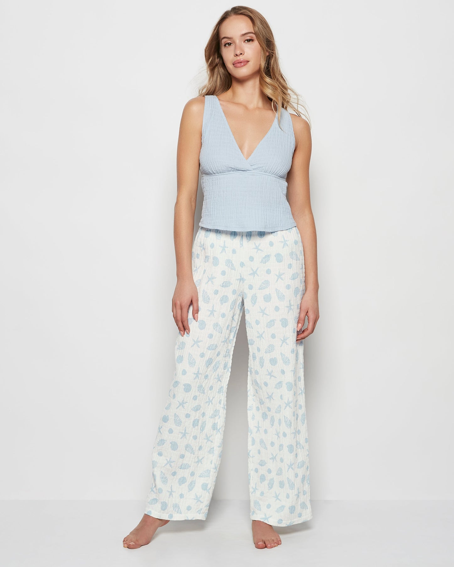 Textured Pajama Pants in She Sells Sea Shells