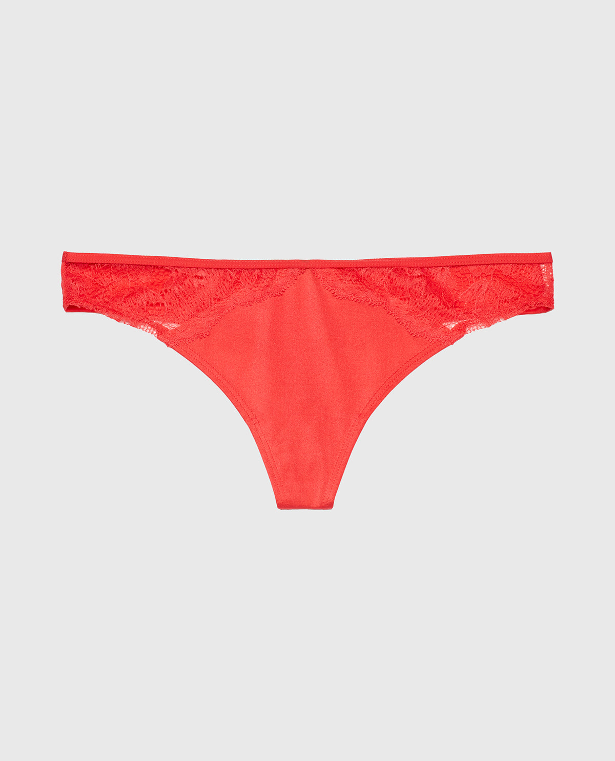 Thong Panty with Lace Micro Trim in Tart Berry