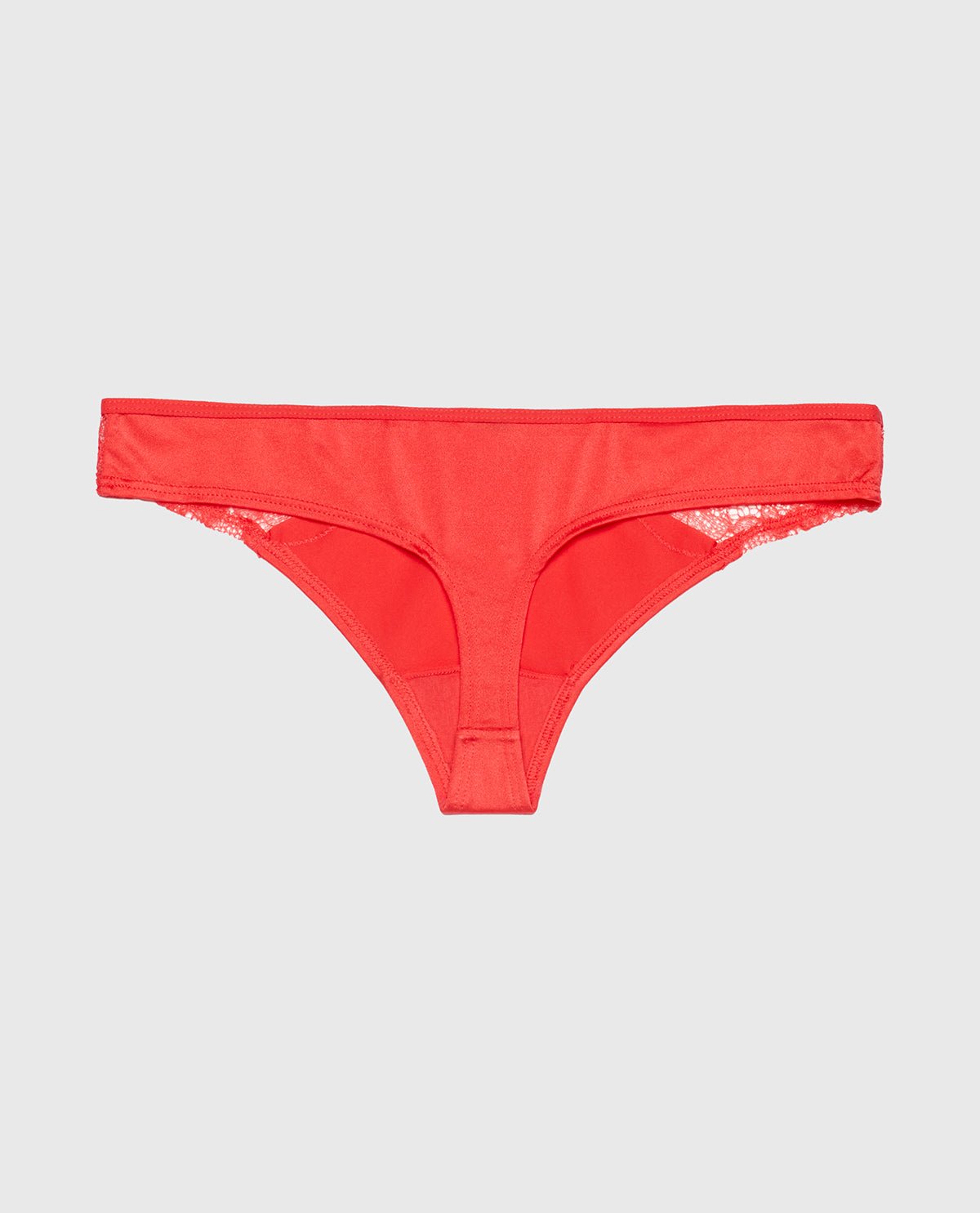 Thong Panty with Lace Micro Trim in Tart Berry