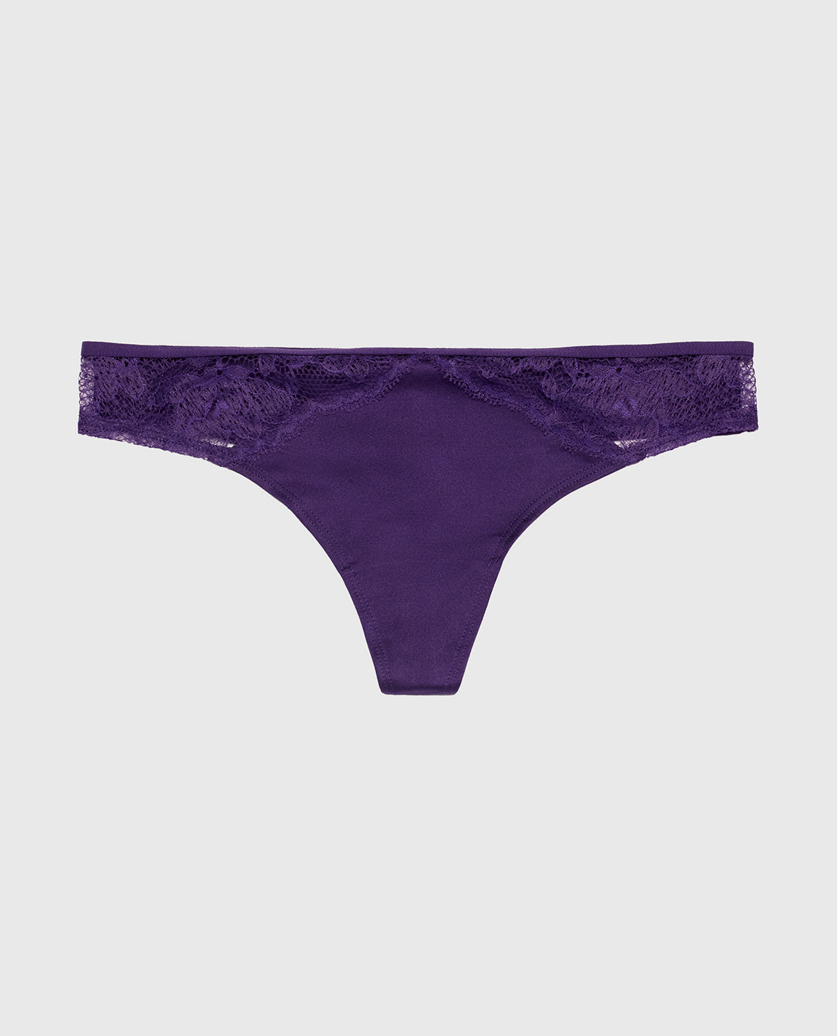 Thong Panty with Lace Micro Trim in Petunia Purple