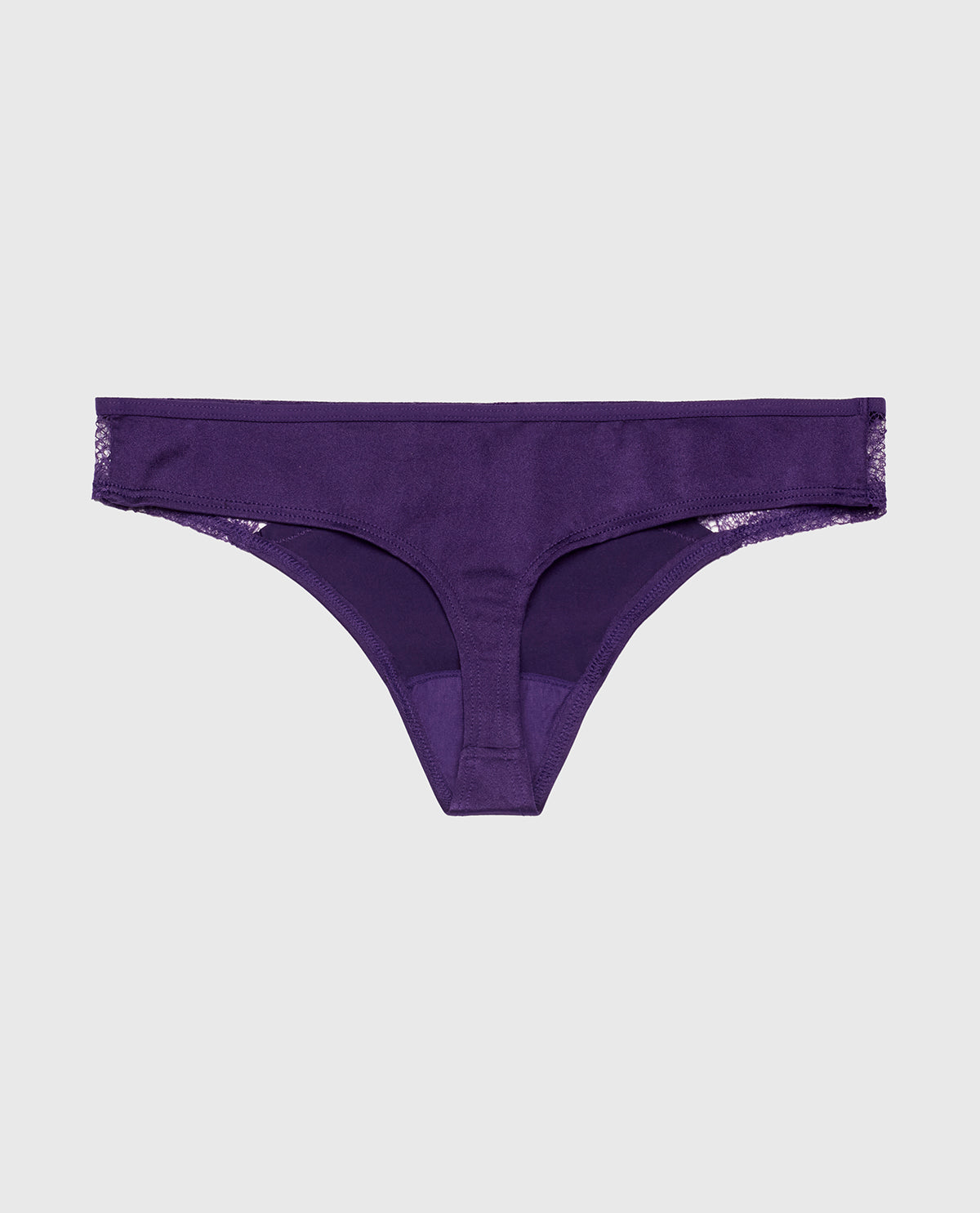 Thong Panty with Lace Micro Trim in Petunia Purple