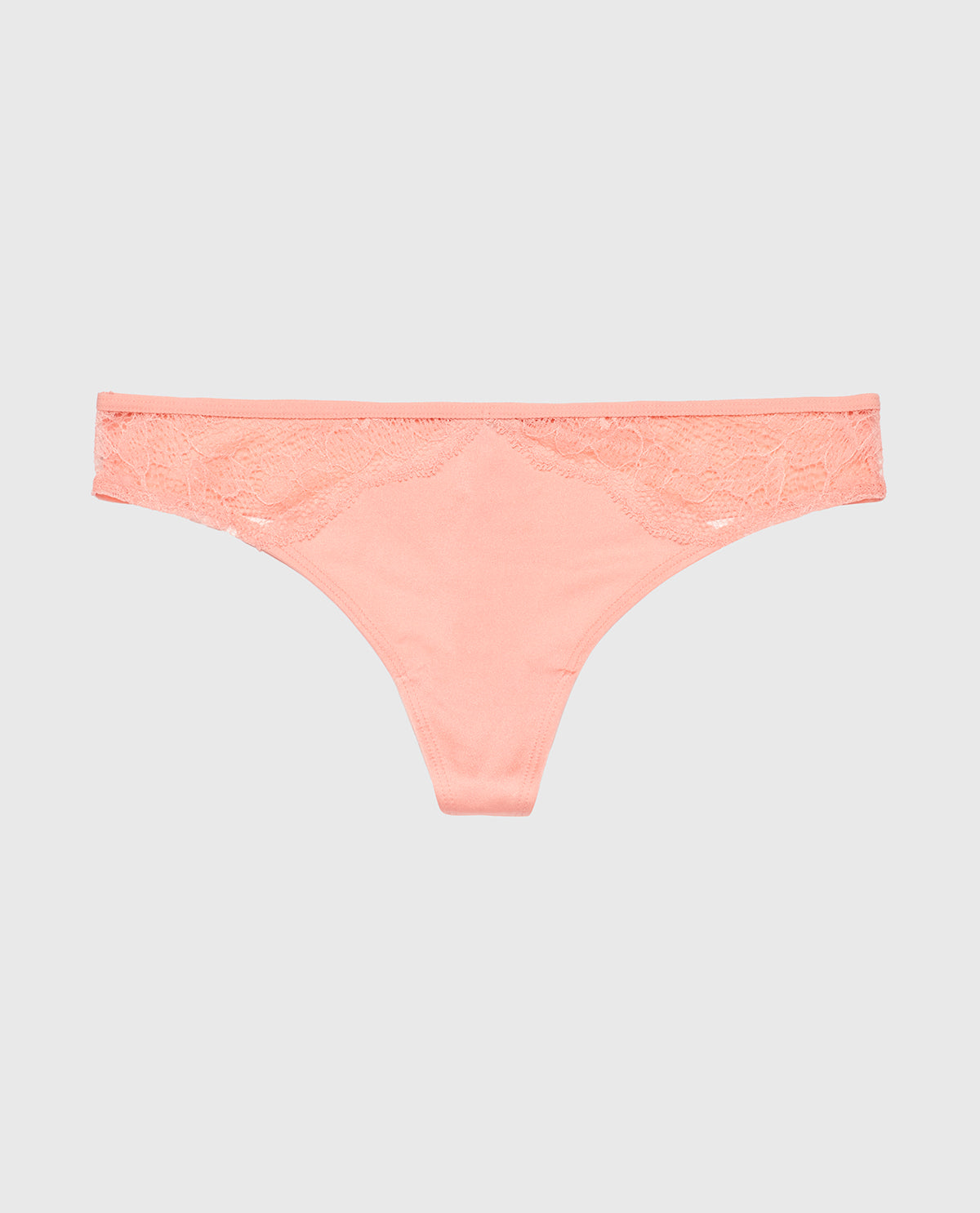 Thong Panty with Lace Micro Trim in Peach Fizz