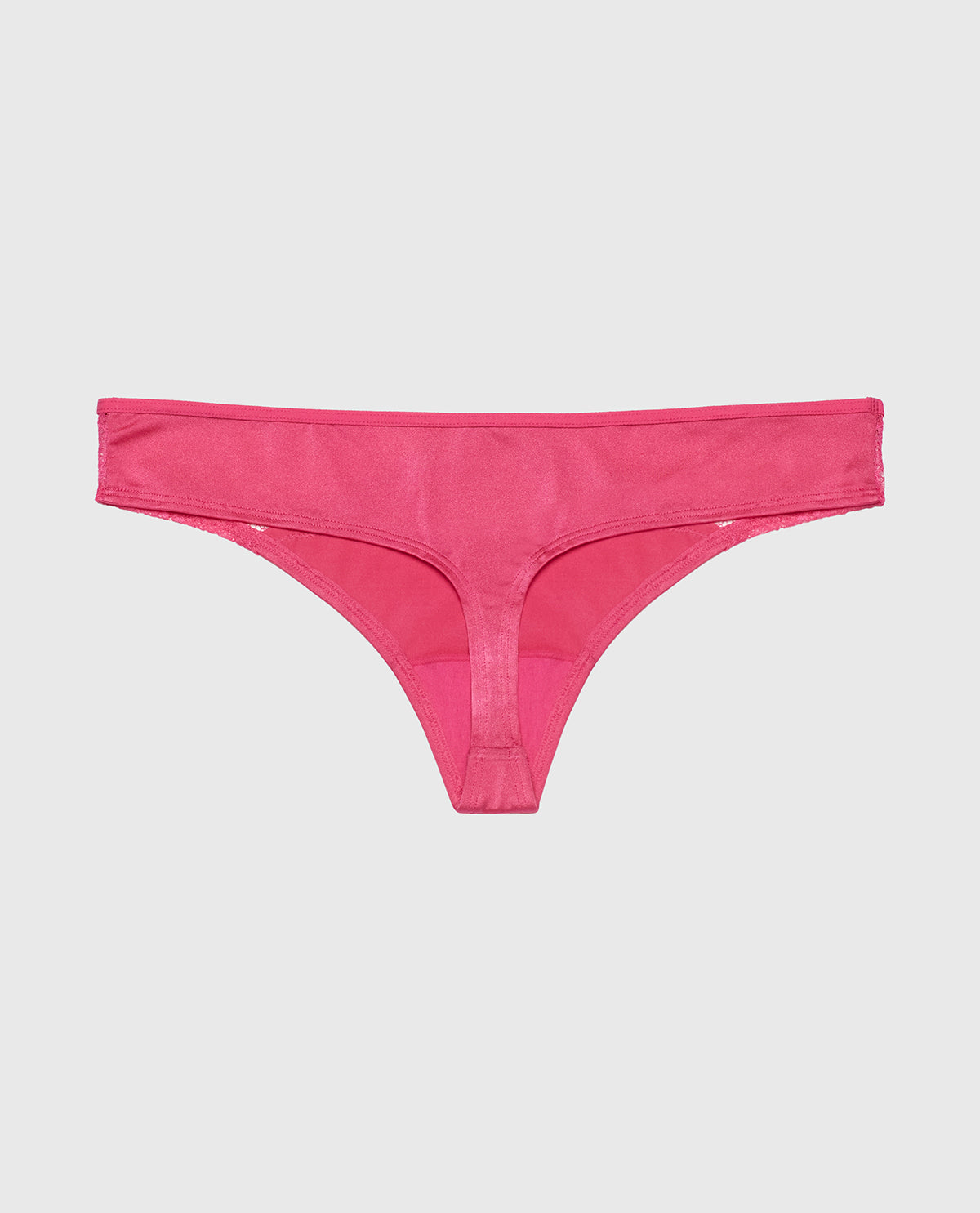 Thong Panty with Lace Micro Trim in Raspberry Rose