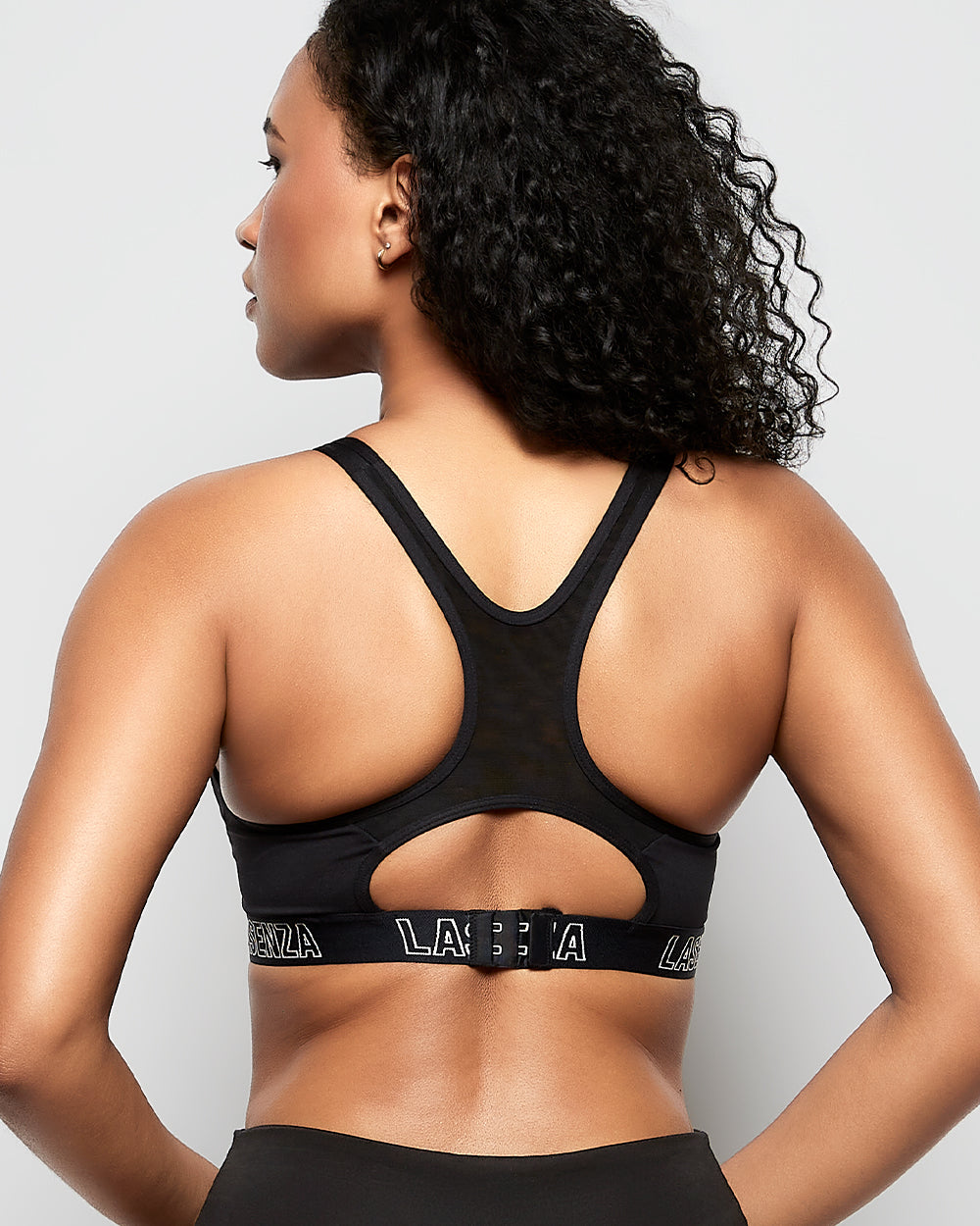 Medium Impact Logo Sports Bra in Smoulder Black