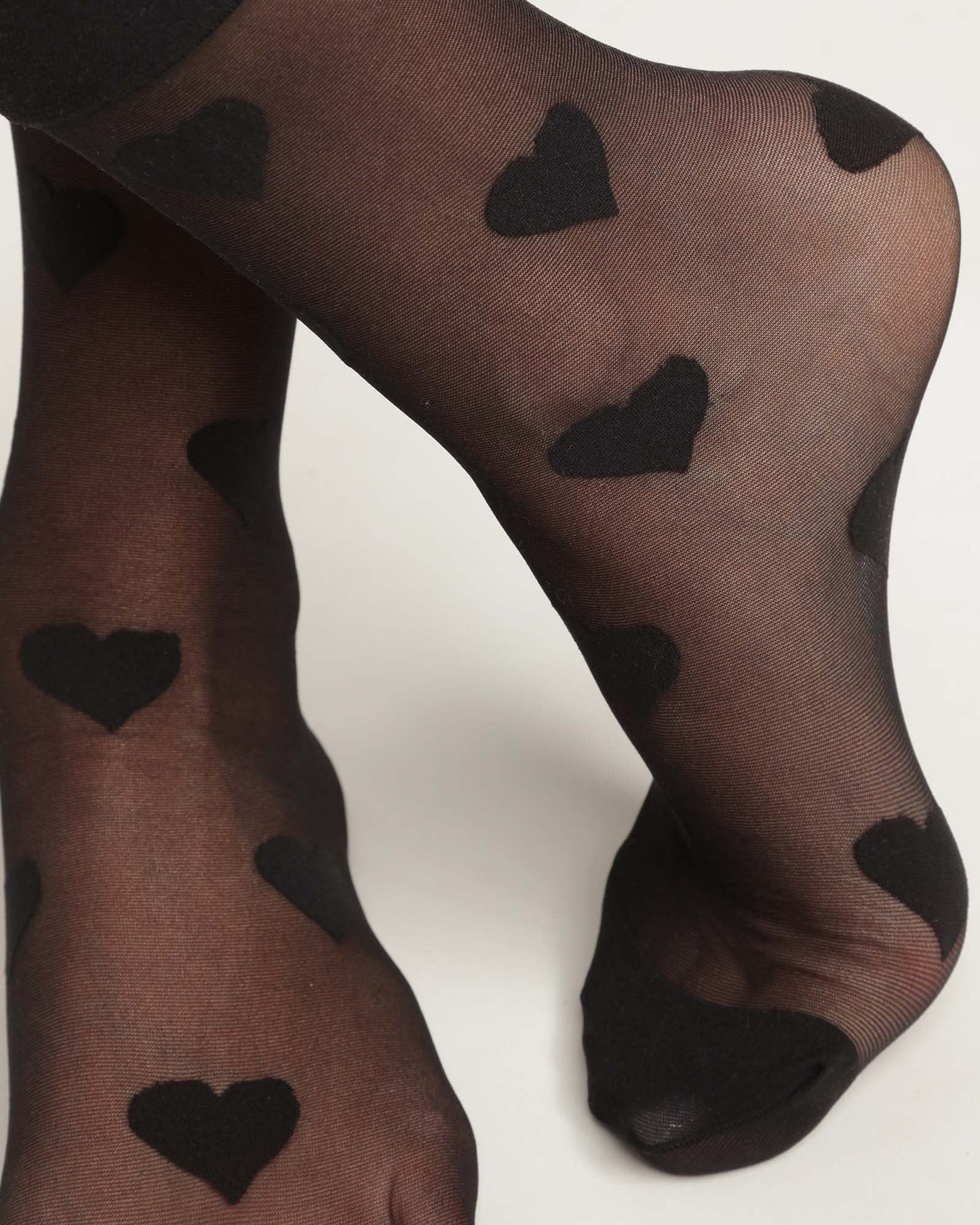 Sheer Sock with Hearts in Black