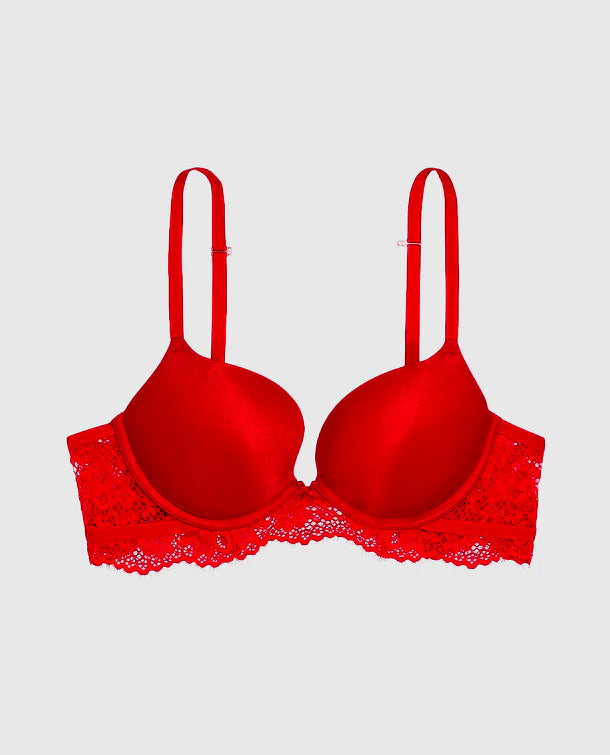 Push Up Bra With Lace Wings in Cosmo Red