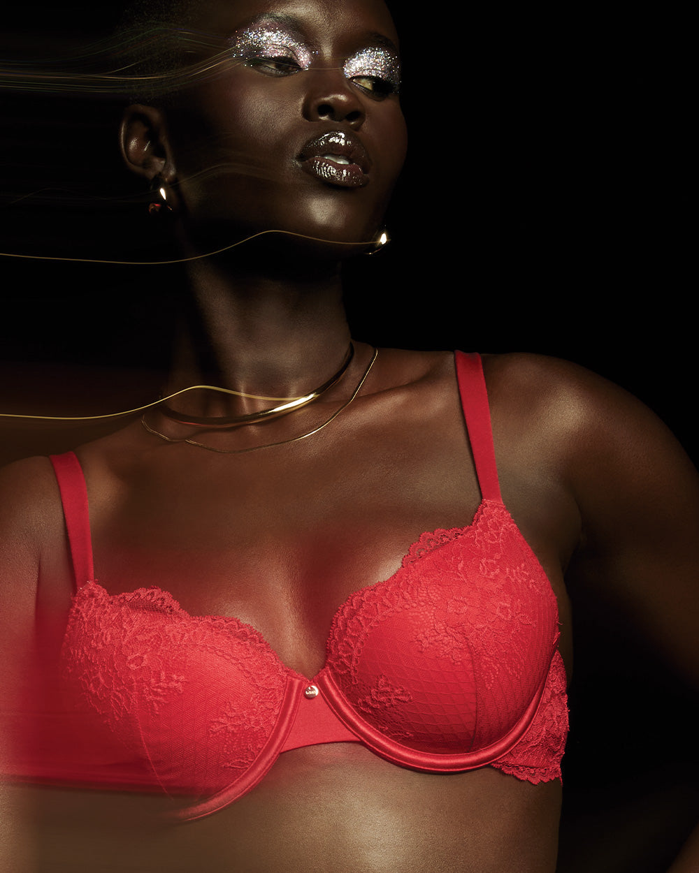 Allover Lace Lightly Lined Full Coverage Bra in Cosmo Red