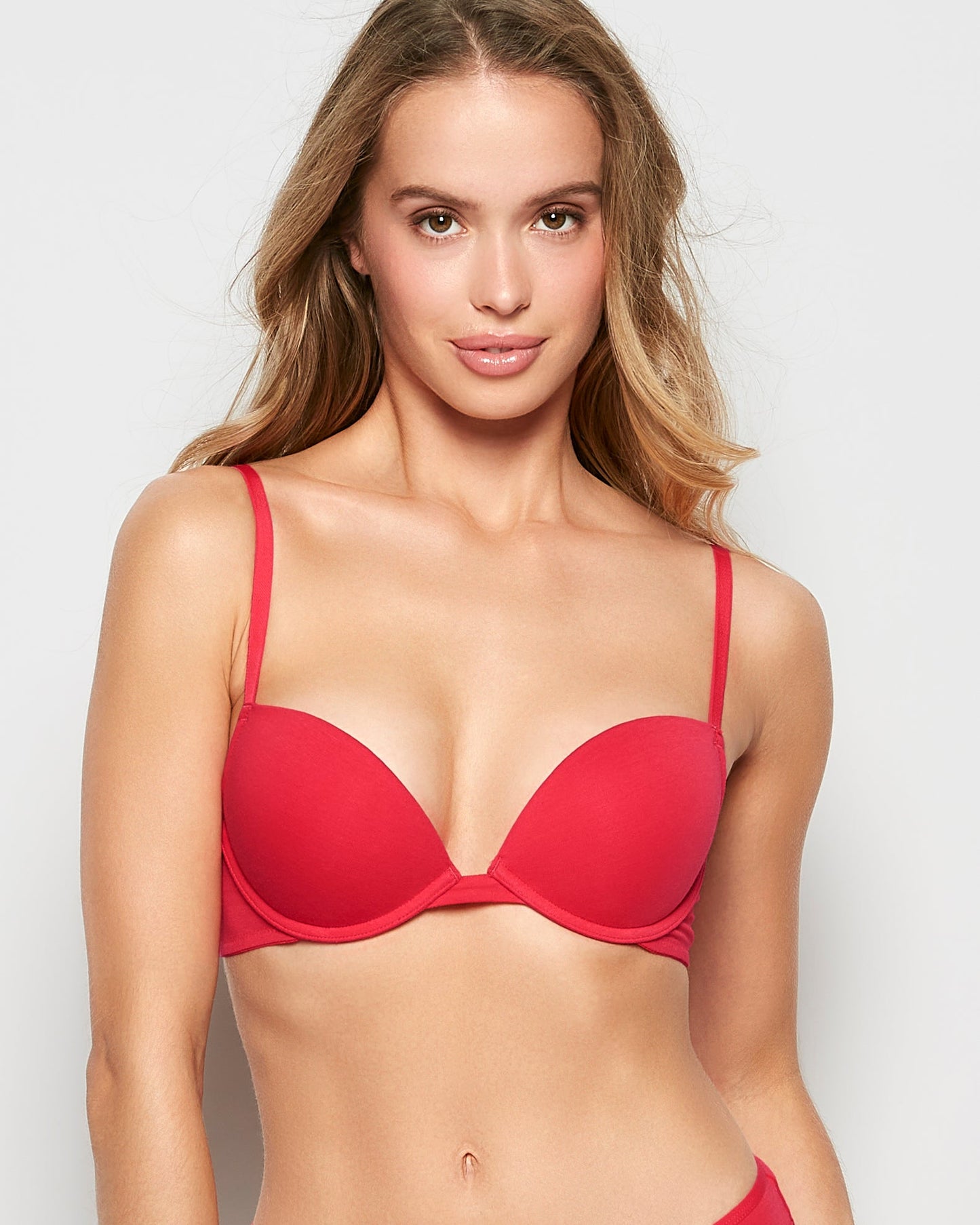 Cotton Push Up Bra in Tart Berry