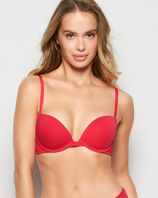 Cotton Push Up Bra in Tart Berry