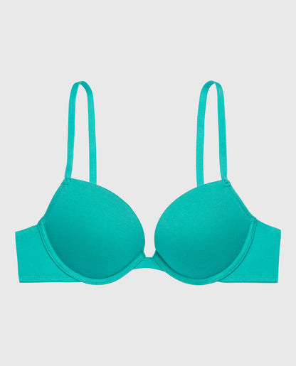 Cotton Push Up Bra in Beach Teal