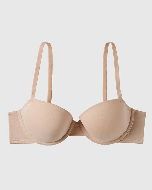 Cotton Lightly Lined Demi Bra in Rosetan