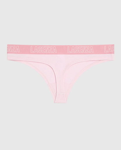 Thong Panty with Logo in Pink