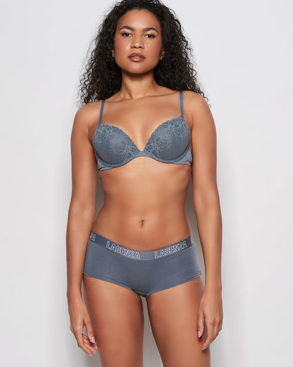 Boyshort Logo Panty in Stormy Weather
