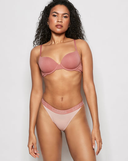 High Leg Cheeky Logo Panty in Peaceful Peach