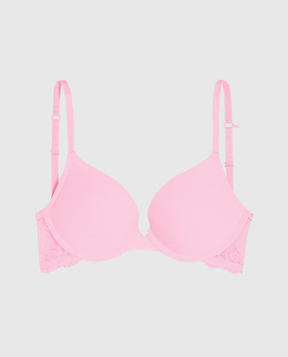 Smooth Push Up Plunge Bra with Lace Wing