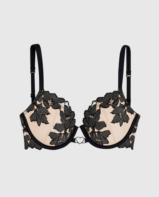Lightly Lined Full Coverage Bra with Lace Overlay