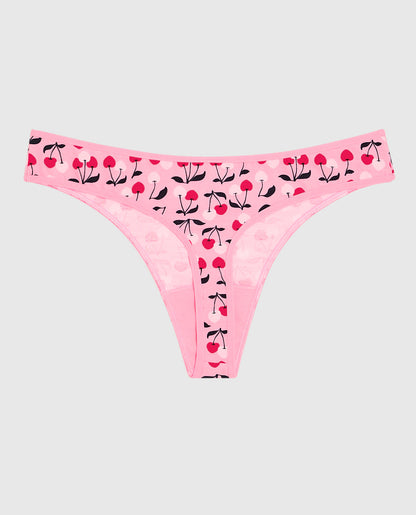 Cotton Thong Panty in Cherry On Top