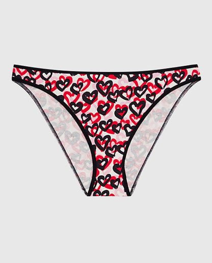 Cotton Bikini Panty in Graffiti Hearts