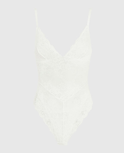 Allover Lace Shaping Bodysuit in Ivory