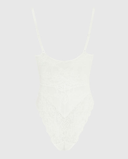 Allover Lace Shaping Bodysuit in Ivory