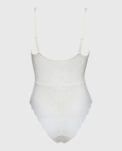 Smoothing Lace Bodysuit in White