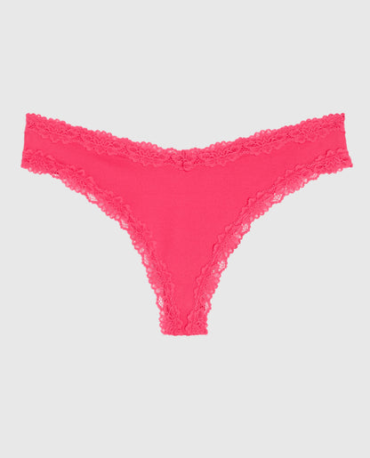 Lace Trim Thong Panty