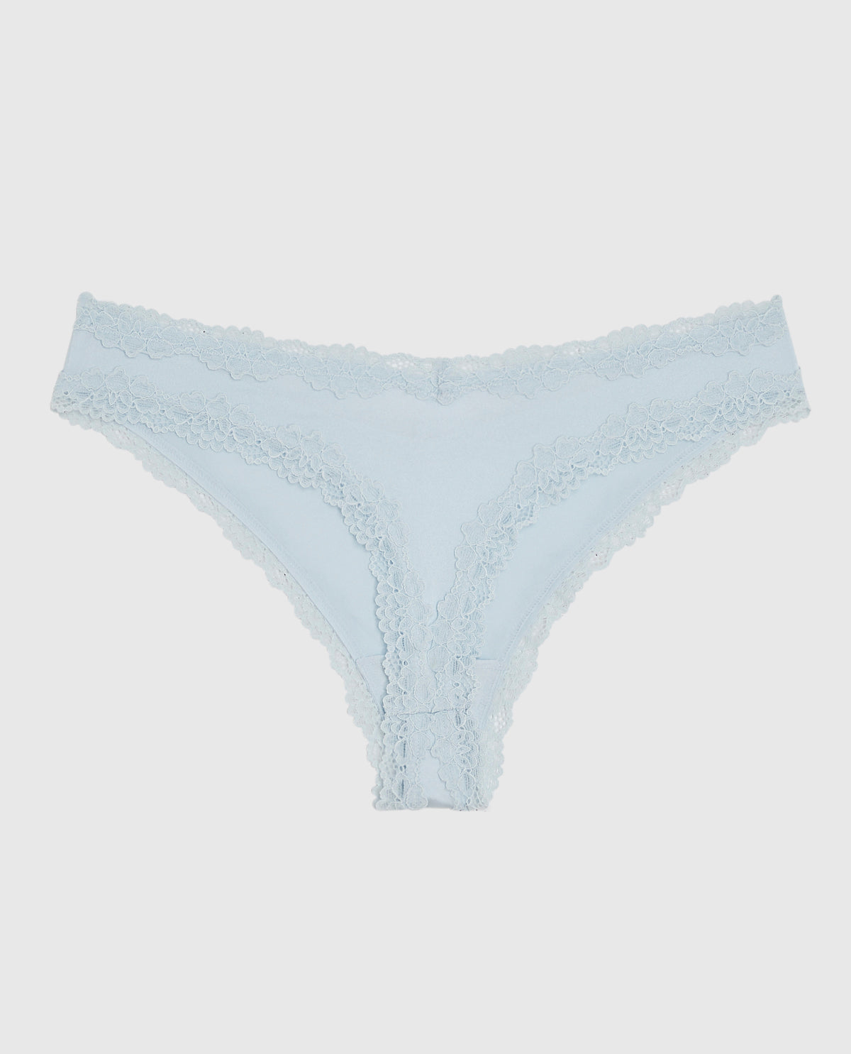 Thong Panty with Lace Trim in Vista Blue