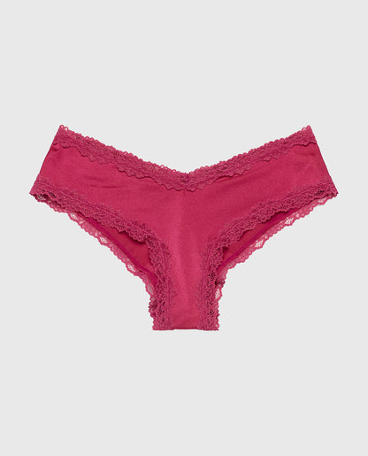 Cheeky Panty with Lace Trim in Electric Rouge