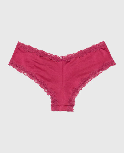 Cheeky Panty with Lace Trim in Electric Rouge