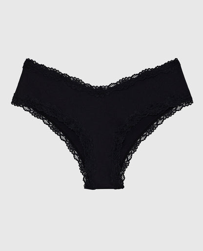 Cheeky Panty with Lace Trim in Black
