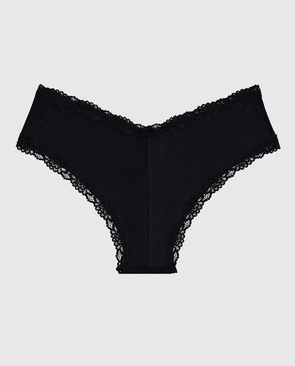 Cheeky Panty with Lace Trim in Black