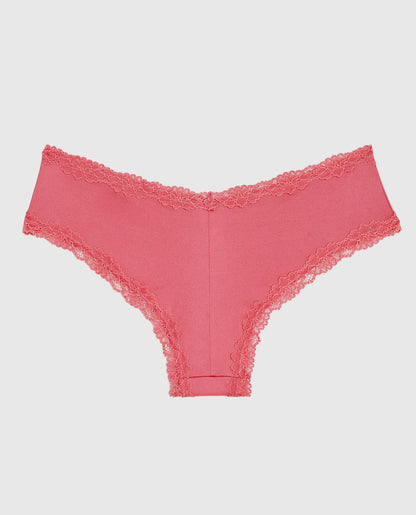 Cheeky Panty with Lace Trim in Romantic Pink