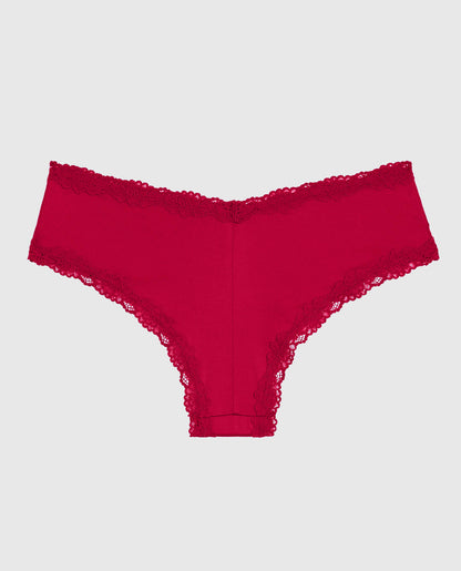 Cheeky Panty with Lace Trim in Cosmo Red