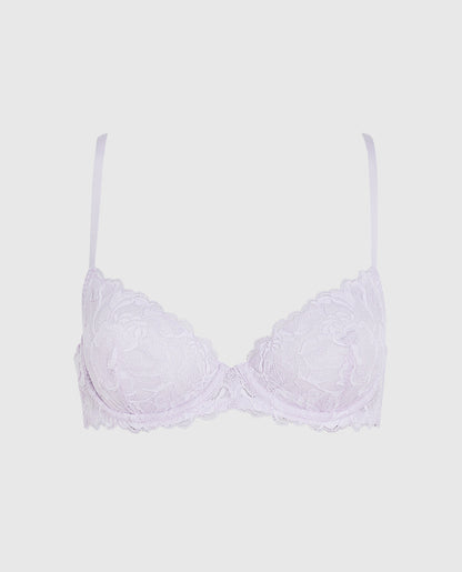 Unlined Lace Demi Bra in Lavender Cake
