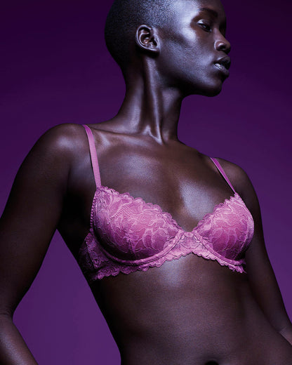 Unlined Demi Bra with Allover Lace