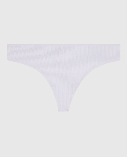 Ribbed Thong Panty in Lavender Cake
