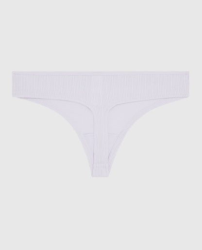 Ribbed Thong Panty in Lavender Cake